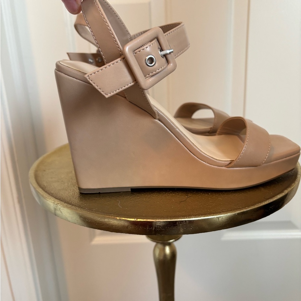 Marc Fisher Tan Wedge Sandals